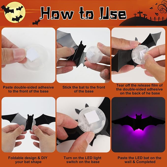 Halloween 3D Bat Wall Decorations – Spooky Indoor Party & Home Decor