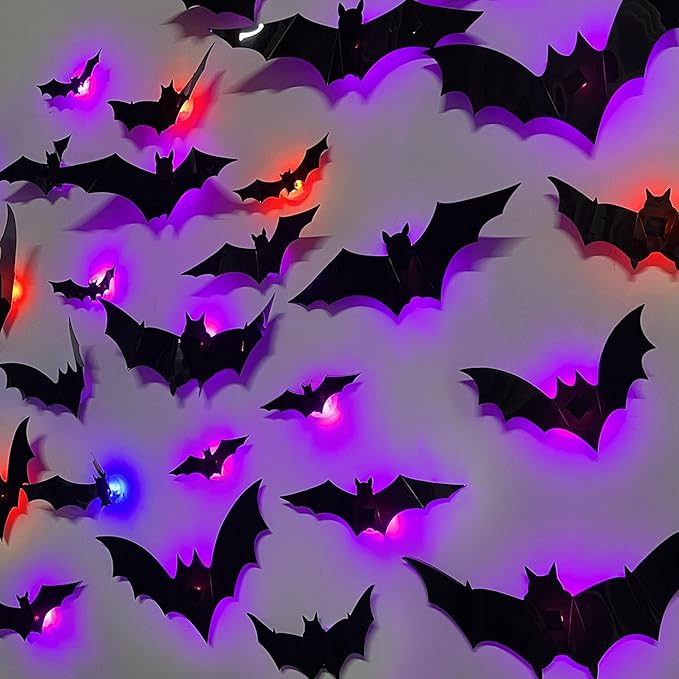 Halloween 3D Bat Wall Decorations – Spooky Indoor Party & Home Decor