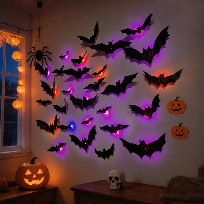 Halloween 3D Bat Wall Decorations – Spooky Indoor Party & Home Decor