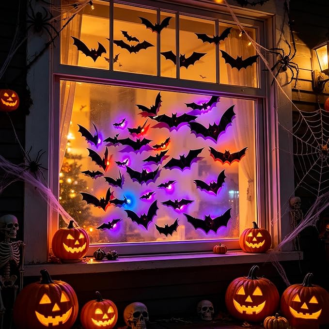 Halloween 3D Bat Wall Decorations – Spooky Indoor Party & Home Decor
